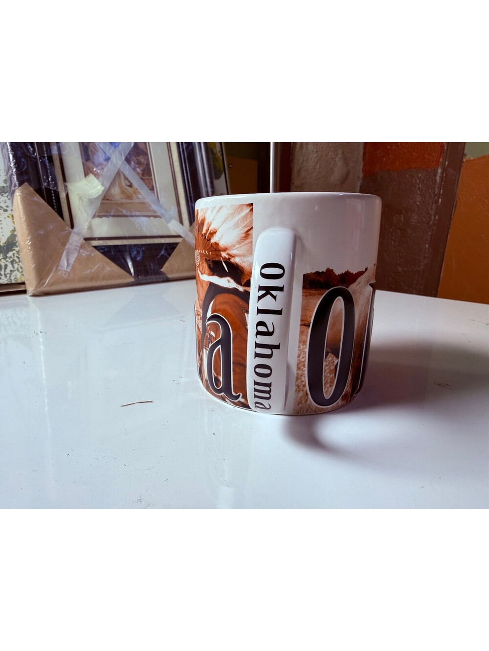 Oklahoma large 18 oz ceramic mug with 3-D raised lettering